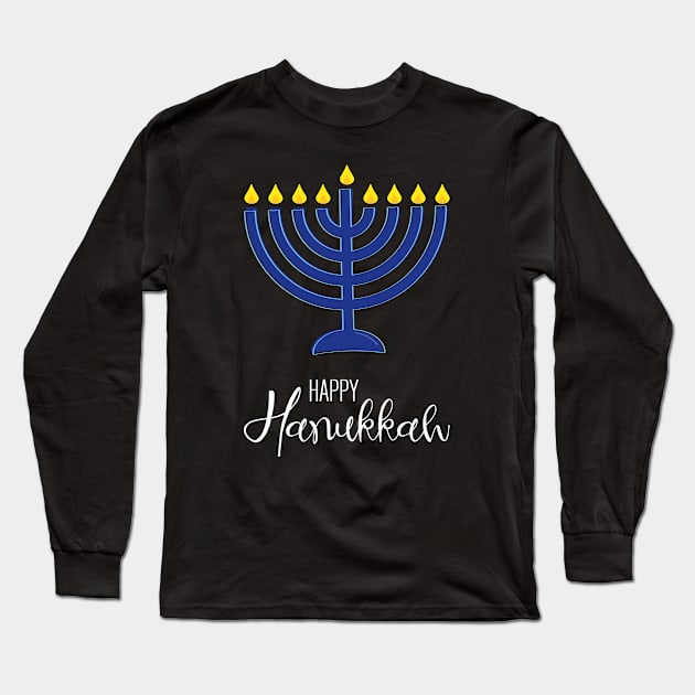 Happy Hanukkah Long Sleeve T-Shirt by amyvanmeter